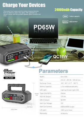 PD 65W Input 4000A Hoog vermogen oplaadbare auto springstarter voor alle auto noodgevallen