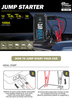 12V 24V 1000A 4000A Jump Starter met PD 65W DC Outlet Air Compressor Totale uitgang 12W