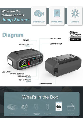 Jump Start Alle gas of 10,0L diesel auto met 4000A batterij Jump Starter en USB-uitgang