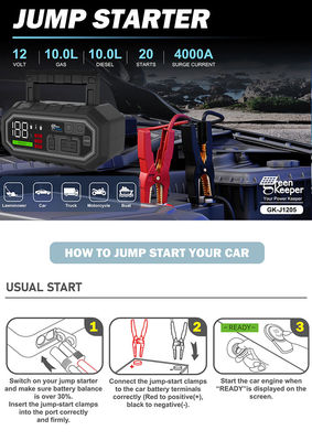 Jump Start Alle gas of 10,0L diesel auto met 4000A batterij Jump Starter en USB-uitgang