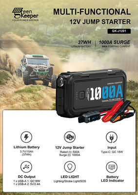 Kleine auto's J1201 Draagbare 12v High Power Car Booster Jump Starter Voor lage temperatuur