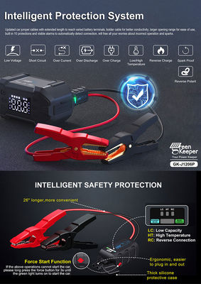 4 in 1 Car Booster Power Bank Jump Starter met ingebouwde luchtcompressor en opblazer