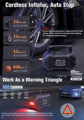 4 in 1 Car Booster Power Bank Jump Starter met ingebouwde luchtcompressor en opblazer