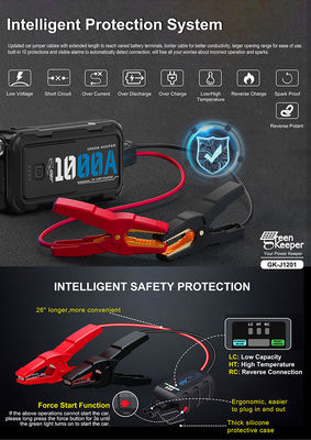 Benzine Diesel Cars Jump Starter 10000 Mah USB-A Charging Output Multi Function 12v