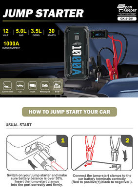 Benzine Diesel Cars Jump Starter 10000 Mah USB-A Charging Output Multi Function 12v