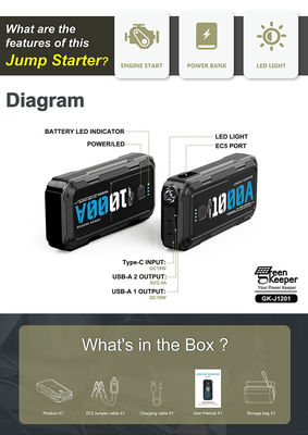 Auto noodstart stroomvoorziening 10000ma 1000a 12v Draagbare powerbank springstarter