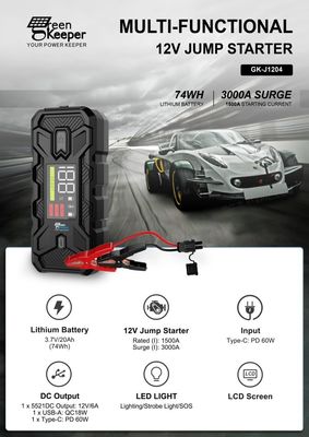 Outlet 12V 1500A UltraSafe High Capacity Jump Starter met LED-licht motorstartfunctie