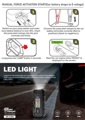 Outlet 12V 1500A UltraSafe High Capacity Jump Starter met LED-licht motorstartfunctie