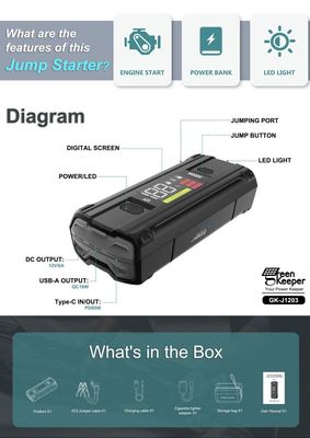 Autobatterij Jump Starter UltraSafe Supercapacitor 3000A Power Bank voor voertuigen Truck