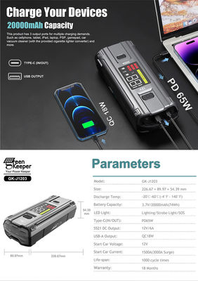 UltraSafe 3000A High Discharge Battery Booster Pack voor voertuigen vrachtwagens en auto's