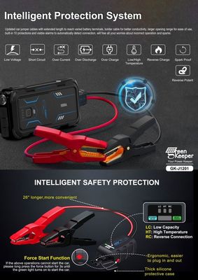 18W totale uitgang Auto noodbatterij UltraSafe Booster Pack 12V 24V 1000A jump starter