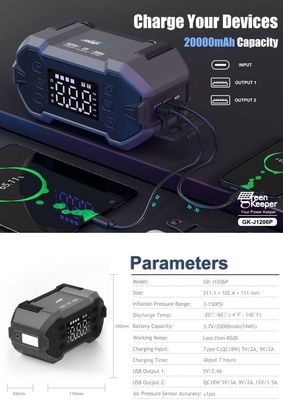 UltraSafe 12V Jump Starter met LED-licht en luchtcompressor 3000A Autobattery Booster