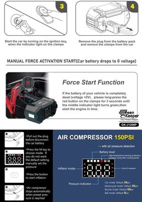 12V Type-C Input UltraSafe Jump Starter met LED-licht en temperatuurcompatibiliteit
