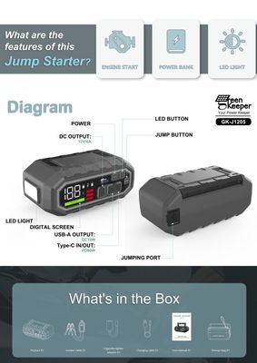 4000A UltraSafe Multi Function Battery Jump Starter met LED licht Extreme Temperaturen
