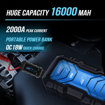 High Discharge 2000A Battery Booster Pack met multifunctionele USB-A oplaaduitgang